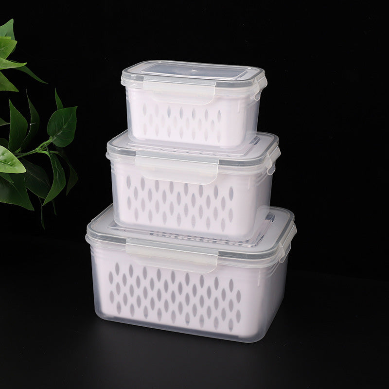 Household transparent plastic food storage box-Including drain basket