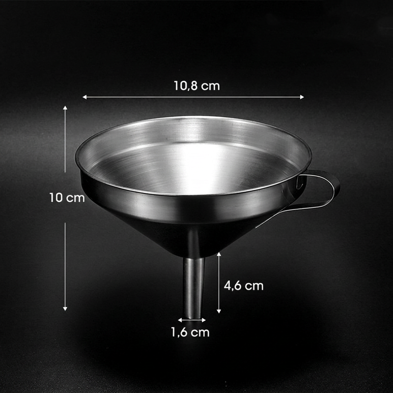 Stainless Steel Filter Funnel – Removable Fine Mesh Filter, Wide Opening & Smooth Fast Flow – Food-Grade Kitchen & Lab Essential in 5 Sizes