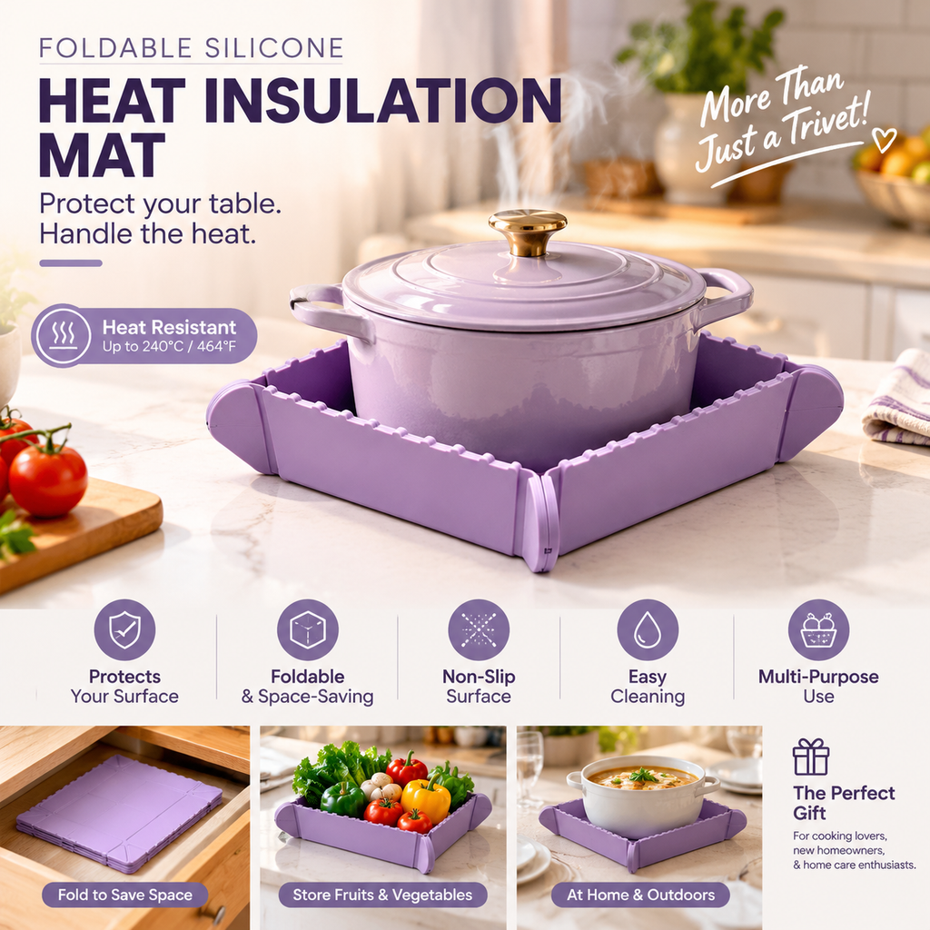 Magnetic Silicone Trivet | Foldable Pot Mat & Small Kitchen Tray