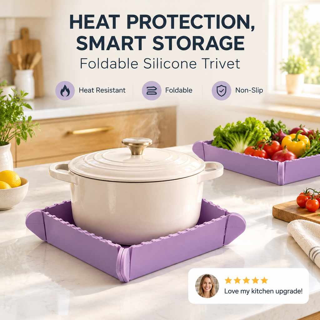 Magnetic Silicone Trivet | Foldable Pot Mat & Small Kitchen Tray