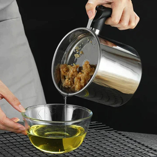 304 Stainless Steel Oil Keeper with Filter – Food-Grade, Fine Mesh, Drip-Proof