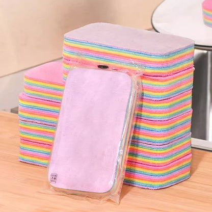 Multipurpose Microfiber 12-Layer Rainbow Tear-Off Kitchen Cleaning Rag