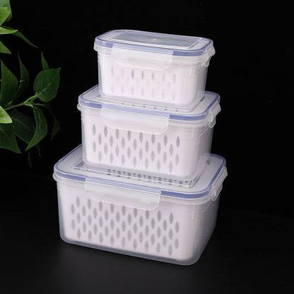 Household transparent plastic food storage box-Including drain basket