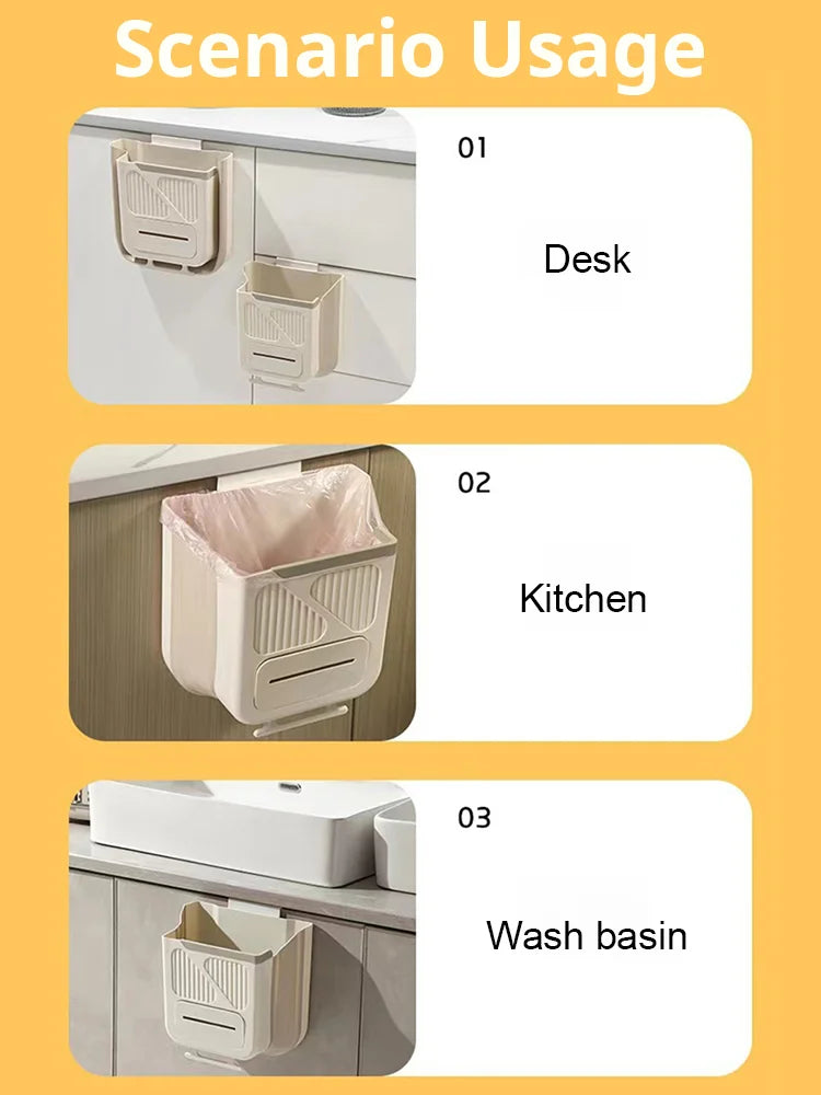 Foldable Hanging Trash Can – Space Saving, Leak Proof & Easy to Clean