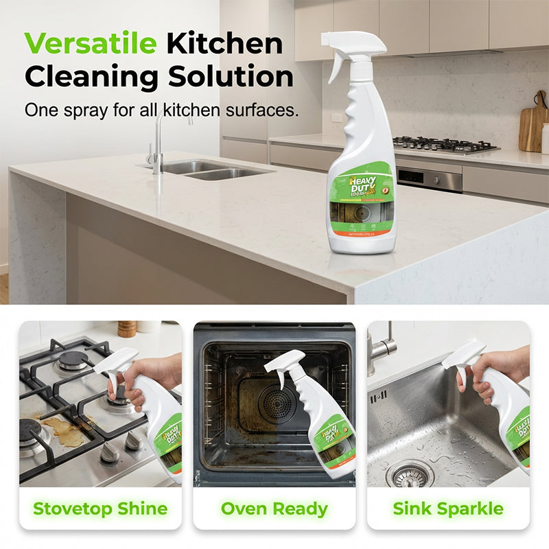 Heavy-Duty Kitchen Degreaser Spray – Fast-Acting Grease Melter, for Range Hoods & Refreshing Peach Aroma – One Spray, Spotless Kitchen
