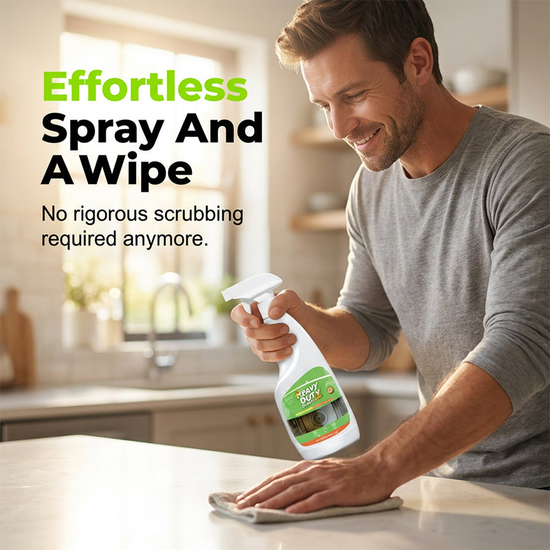 Heavy-Duty Kitchen Degreaser Spray – Fast-Acting Grease Melter, for Range Hoods & Refreshing Peach Aroma – One Spray, Spotless Kitchen
