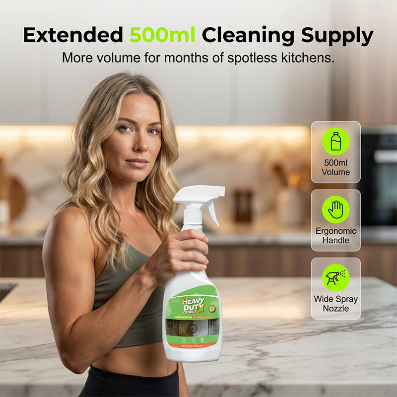 Heavy-Duty Kitchen Degreaser Spray – Fast-Acting Grease Melter, for Range Hoods & Refreshing Peach Aroma – One Spray, Spotless Kitchen