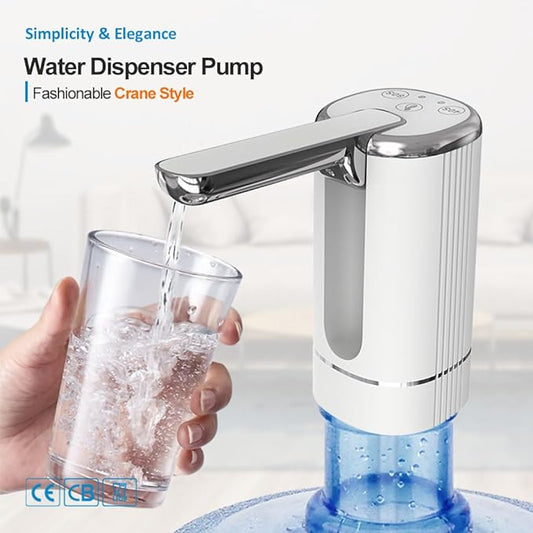 Foldable Electric Water Pump Dispenser – Portable USB Water Transfer Pump, Universal Fit for 2-5 Gallon Jugs, Camping & Home Water Dispensing