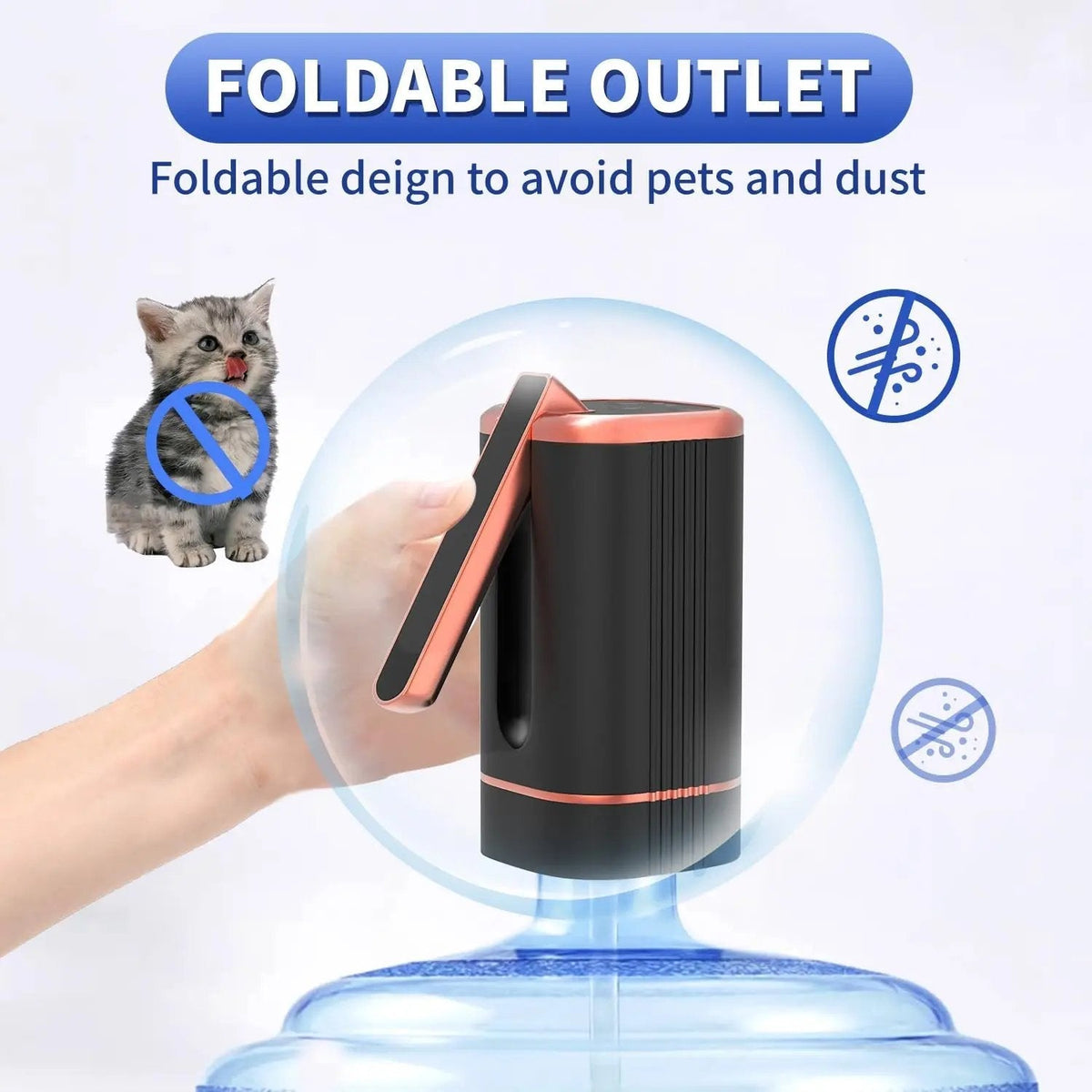 Foldable Electric Water Pump Dispenser – Portable USB Water Transfer Pump, Universal Fit for 2-5 Gallon Jugs, Camping & Home Water Dispensing