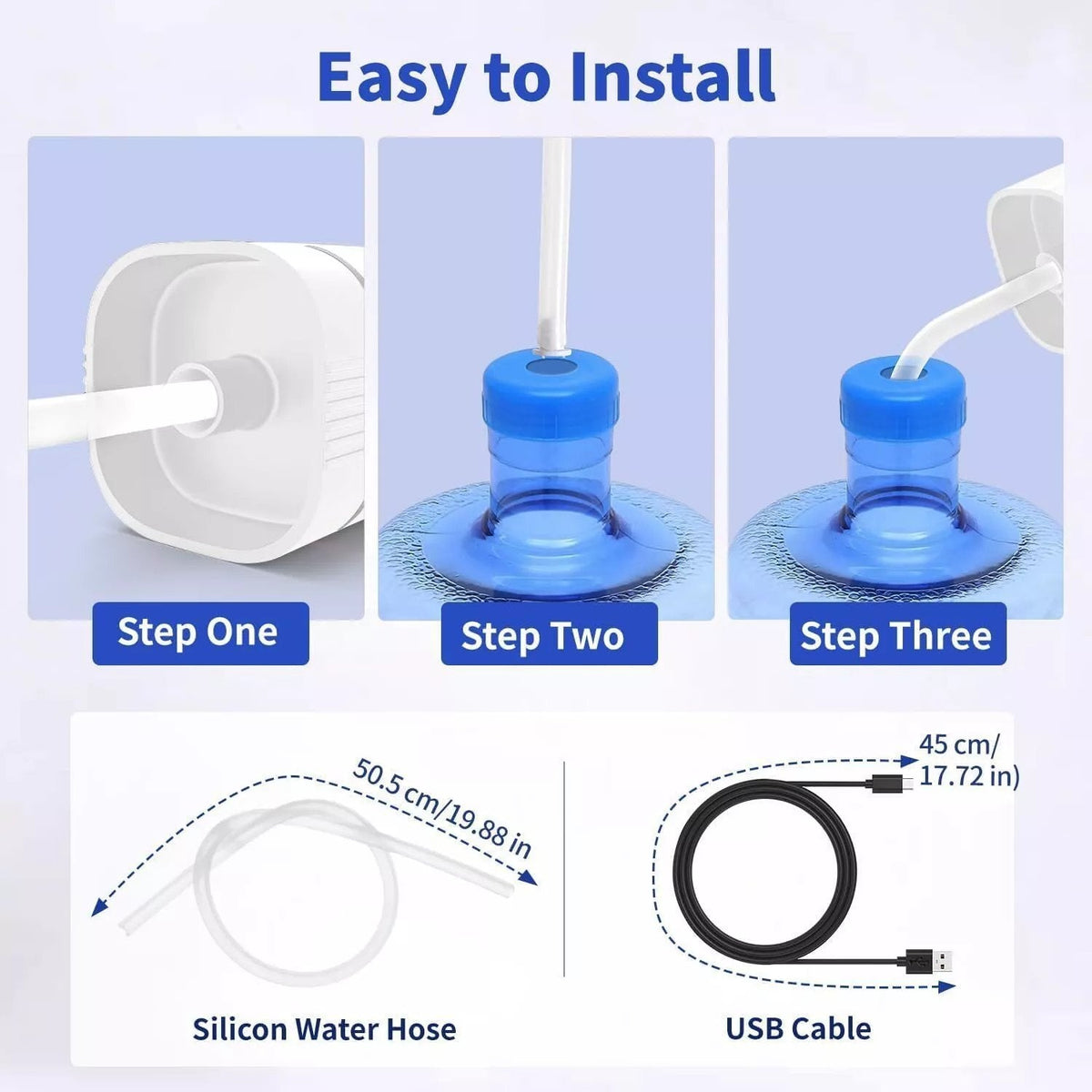 Foldable Electric Water Pump Dispenser – Portable USB Water Transfer Pump, Universal Fit for 2-5 Gallon Jugs, Camping & Home Water Dispensing