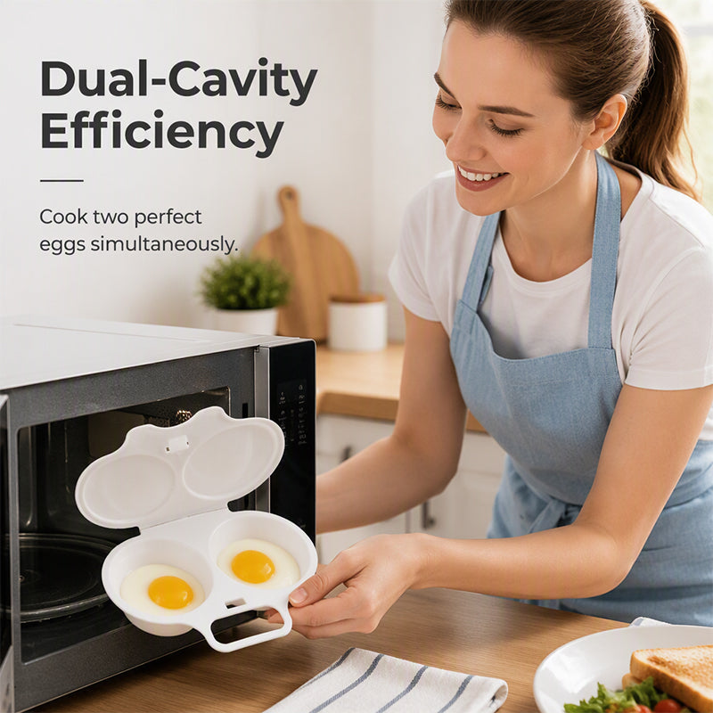 Poached Eggs in 2 Mins – No Oil, No Explosion. Microwave Egg Cooker with Splash-Proof Lid.