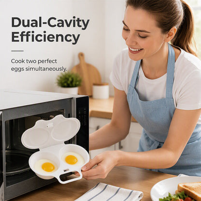 Poached Eggs in 2 Mins – No Oil, No Explosion. Microwave Egg Cooker with Splash-Proof Lid.