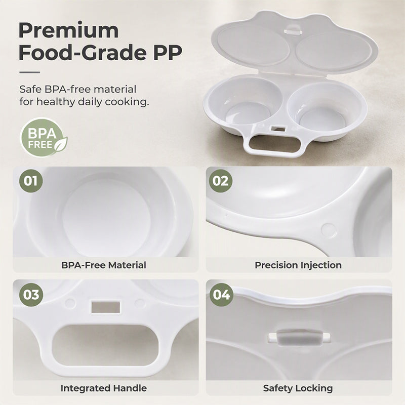 Poached Eggs in 2 Mins – No Oil, No Explosion. Microwave Egg Cooker with Splash-Proof Lid.