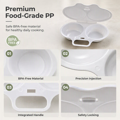 Poached Eggs in 2 Mins – No Oil, No Explosion. Microwave Egg Cooker with Splash-Proof Lid.