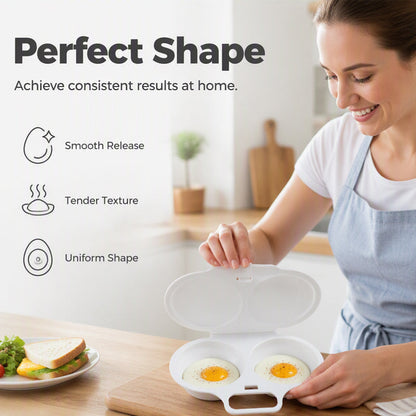 Poached Eggs in 2 Mins – No Oil, No Explosion. Microwave Egg Cooker with Splash-Proof Lid.