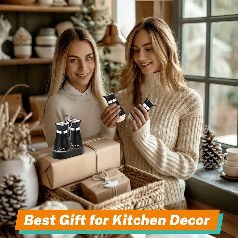 Penguin Design Salt and Pepper Shaker Set, Transparent Glass Bottom Seasoning Dispenser, Large‑Mouth Refillable Spice Container for Kitchen Countertop