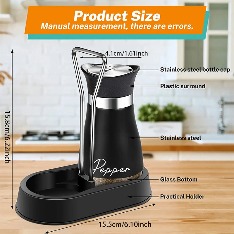Penguin Design Salt and Pepper Shaker Set, Transparent Glass Bottom Seasoning Dispenser, Large‑Mouth Refillable Spice Container for Kitchen Countertop