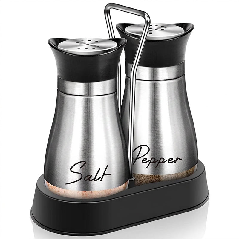 Penguin Design Salt and Pepper Shaker Set, Transparent Glass Bottom Seasoning Dispenser, Large‑Mouth Refillable Spice Container for Kitchen Countertop