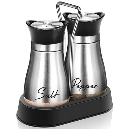 Penguin Design Salt and Pepper Shaker Set, Transparent Glass Bottom Seasoning Dispenser, Large‑Mouth Refillable Spice Container for Kitchen Countertop