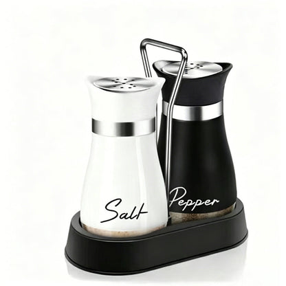 Penguin Design Salt and Pepper Shaker Set, Transparent Glass Bottom Seasoning Dispenser, Large‑Mouth Refillable Spice Container for Kitchen Countertop