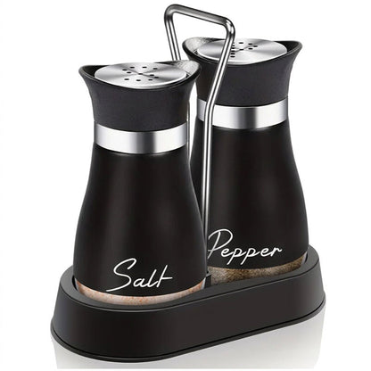 Penguin Design Salt and Pepper Shaker Set, Transparent Glass Bottom Seasoning Dispenser, Large‑Mouth Refillable Spice Container for Kitchen Countertop