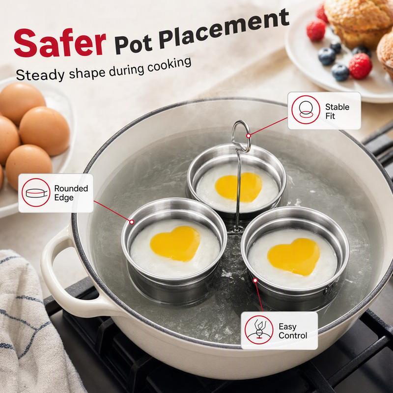 3-in-1 Stainless Steel Egg Poacher – Poach, Steam, Bake – 304 Steel, Non-Stick Release, One Pan, Endless Breakfasts