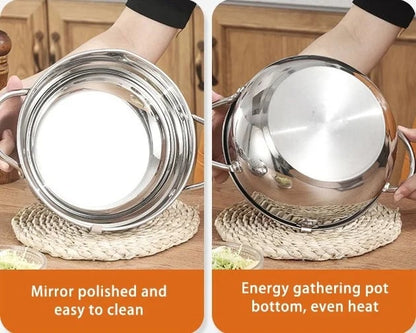 201 Stainless Steel Tempura Fryer Pot – Thermometer, Drain Rack, Deep‑Body