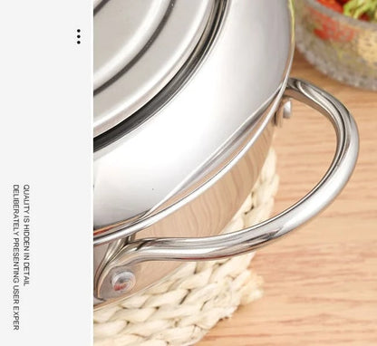 201 Stainless Steel Tempura Fryer Pot – Thermometer, Drain Rack, Deep‑Body