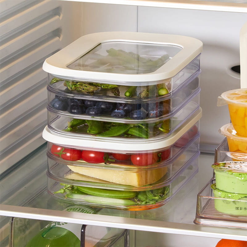 Clear Fridge Storage Container with Lid – Transparent Visibility, Stackable Design & 3 Size Options