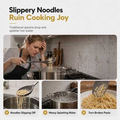 Multifunctional 304 Stainless Steel Pasta Tong and Noodle Server with Thickened Non Slip Design for Home Kitchen