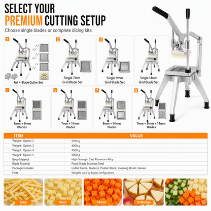 Vertical Vegetable Dicer – 4 sharp blades & heavy‑duty lever