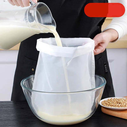 Strainer Bag – High-density mesh, drawstring & reusable. Smooth filtering