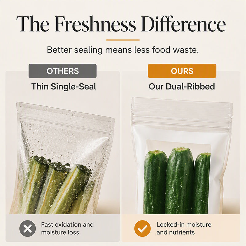 Transparent Food-Grade Double-Seal Bags – Leakproof, Fresh-Keeping, Sturdy