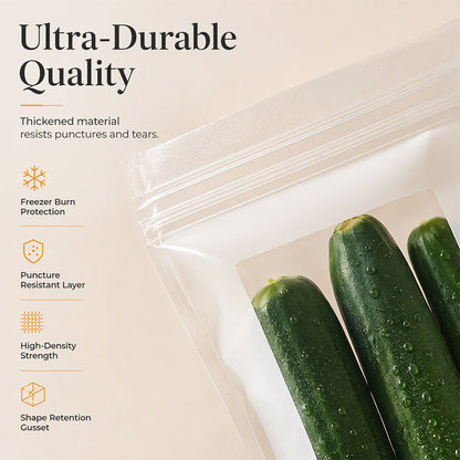Transparent Food-Grade Double-Seal Bags – Leakproof, Fresh-Keeping, Sturdy