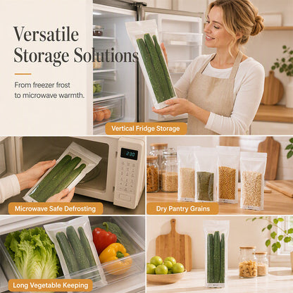 Transparent Food-Grade Double-Seal Bags – Leakproof, Fresh-Keeping, Sturdy