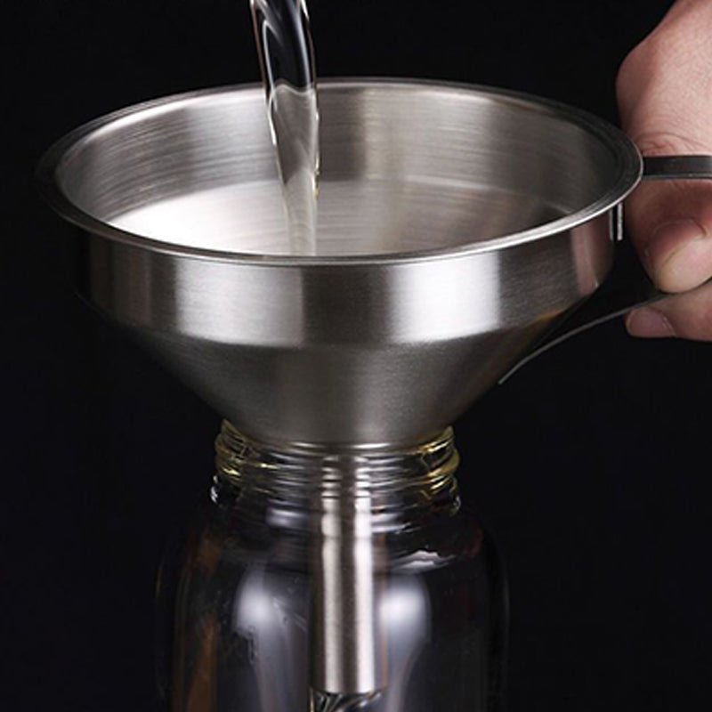 Stainless Steel Filter Funnel – Removable Fine Mesh Filter, Wide Opening & Smooth Fast Flow – Food-Grade Kitchen & Lab Essential in 5 Sizes
