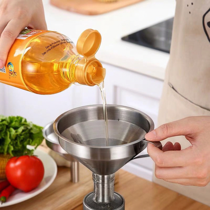Stainless Steel Filter Funnel – Removable Fine Mesh Filter, Wide Opening & Smooth Fast Flow – Food-Grade Kitchen & Lab Essential in 5 Sizes