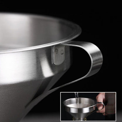 Stainless Steel Filter Funnel – Removable Fine Mesh Filter, Wide Opening & Smooth Fast Flow – Food-Grade Kitchen & Lab Essential in 5 Sizes