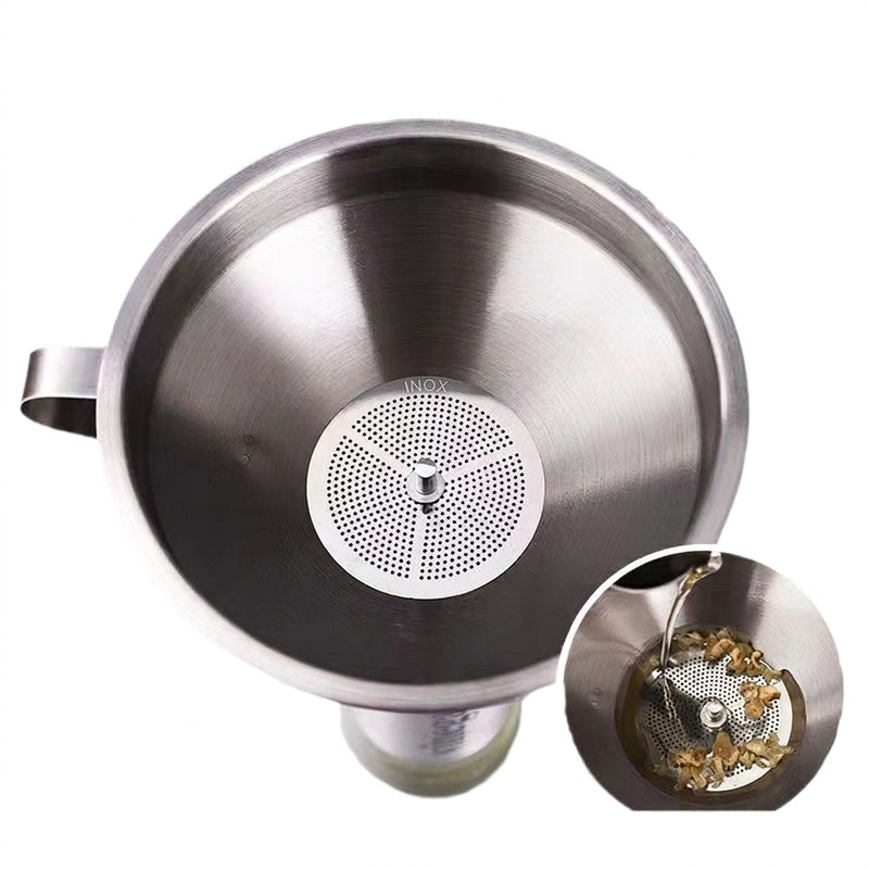 Stainless Steel Filter Funnel – Removable Fine Mesh Filter, Wide Opening & Smooth Fast Flow – Food-Grade Kitchen & Lab Essential in 5 Sizes