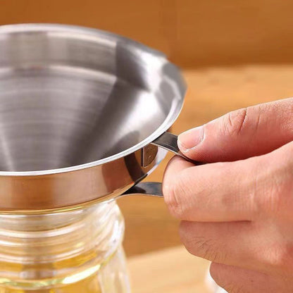 Stainless Steel Filter Funnel – Removable Fine Mesh Filter, Wide Opening & Smooth Fast Flow – Food-Grade Kitchen & Lab Essential in 5 Sizes