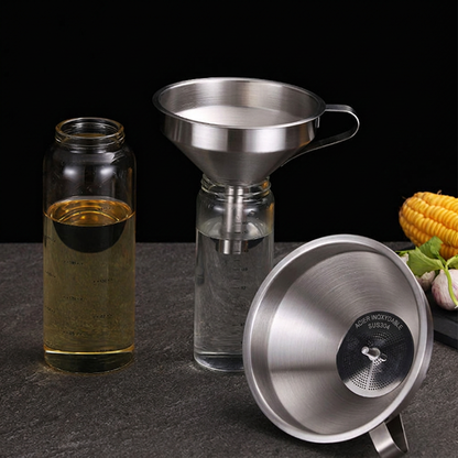 Stainless Steel Filter Funnel – Removable Fine Mesh Filter, Wide Opening & Smooth Fast Flow – Food-Grade Kitchen & Lab Essential in 5 Sizes