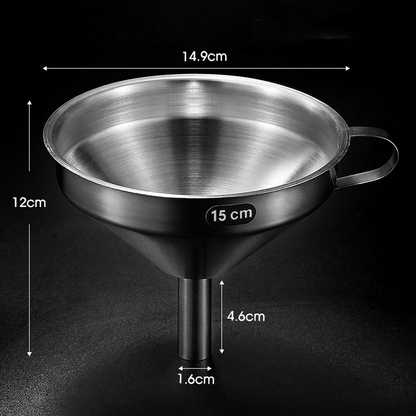 Stainless Steel Filter Funnel – Removable Fine Mesh Filter, Wide Opening & Smooth Fast Flow – Food-Grade Kitchen & Lab Essential in 5 Sizes