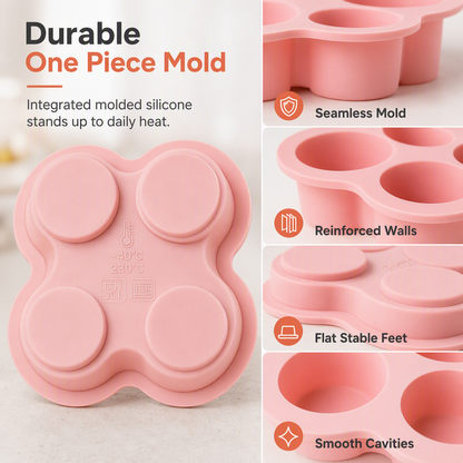 4-Cavity 4-Inch Silicone Cake Mold – Instant Out Release, Heat-Resistant Flexible Design & One-Piece Durable Build – for Rainbow Cake, Pizza & Air Fryer Baking