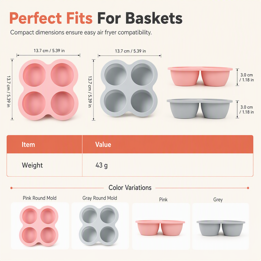 4-Cavity 4-Inch Silicone Cake Mold – Instant Out Release, Heat-Resistant Flexible Design & One-Piece Durable Build – for Rainbow Cake, Pizza & Air Fryer Baking