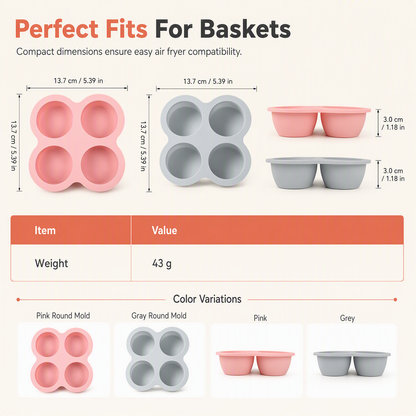4-Cavity 4-Inch Silicone Cake Mold – Instant Out Release, Heat-Resistant Flexible Design & One-Piece Durable Build – for Rainbow Cake, Pizza & Air Fryer Baking