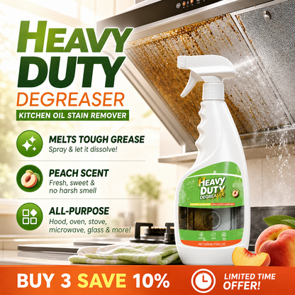Heavy-Duty Kitchen Degreaser Spray – Fast-Acting Grease Melter, for Range Hoods & Refreshing Peach Aroma – One Spray, Spotless Kitchen